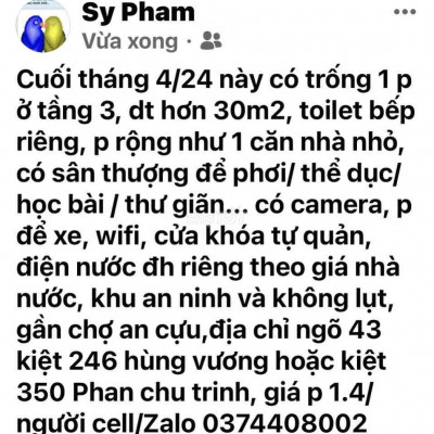 Cho thuê p trọ