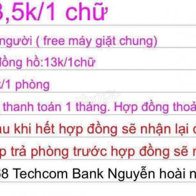 🧧Phòng Trọ Trống Tự Quản- Không Chung Chủ- Giờ Giấc Tự Do.  ✅Khu Vực B